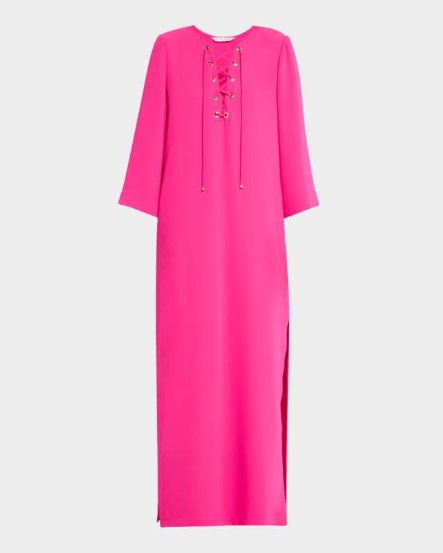 Catamaran Lace-Up Georgette Maxi Dress